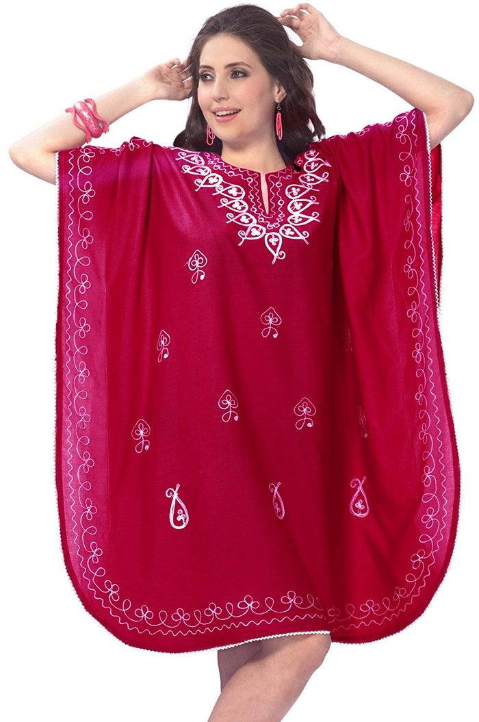 La Leela LA LEELA Rayon Solid 01 Women's Kaftan Kimono Nightgown Beachwear Cover Up Dress