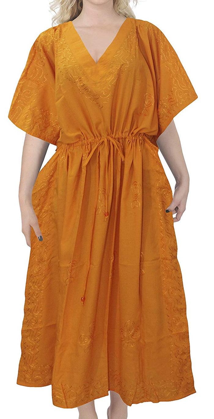 La Leela LA LEELA Rayon Solid 2 Women's Kaftan Kimono Nightgown Dress Beachwear Cover Up