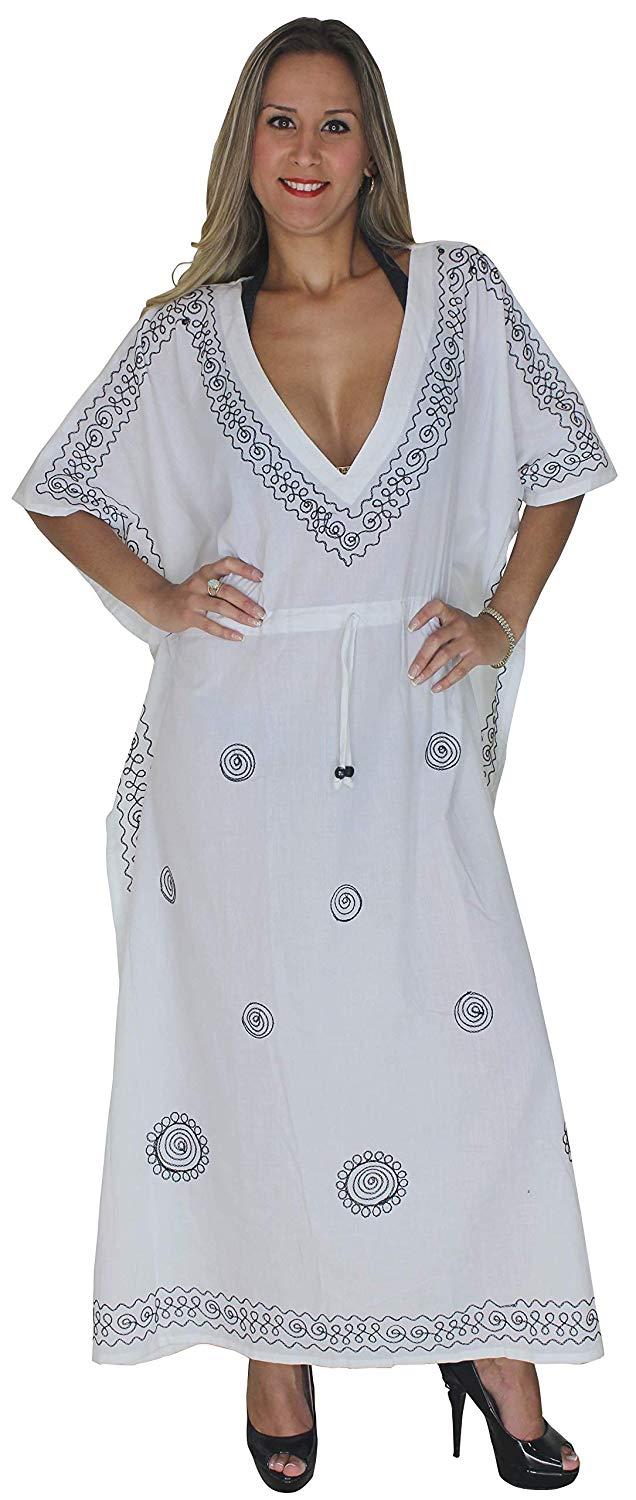 La Leela LA LEELA Rayon Solid 2 Women's Kaftan Kimono Nightgown Dress Beachwear Cover Up