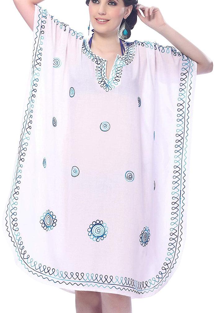 La Leela LA LEELA Rayon Solid Women's Caftan Kimono Nightgown Dress Beachwear Cover Up