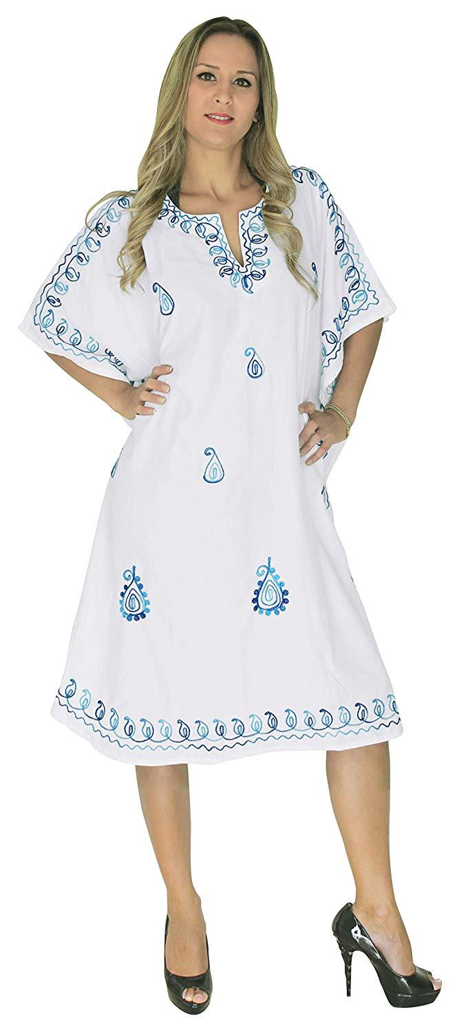 La Leela LA LEELA Rayon Solid Women's Caftan Kimono Nightgown Dress Beachwear Cover Up