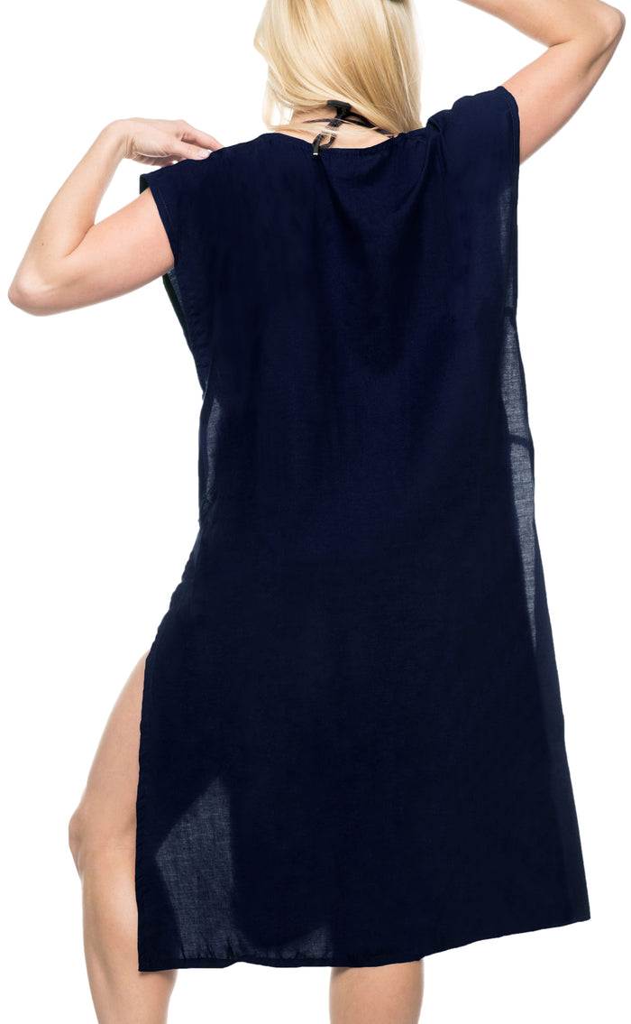 La Leela La Leela Rayon Tie Dye Bikini Swimwear Swimsuit Beach Cover Up Blouse Kimono Yel