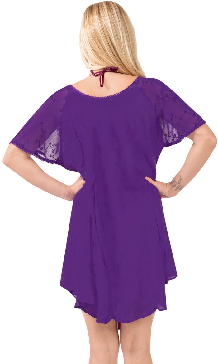 La Leela LA LEELA Rayon Tie Dye Maxi Wedding Designer Casual DRESS Beach Cover Ups Violet