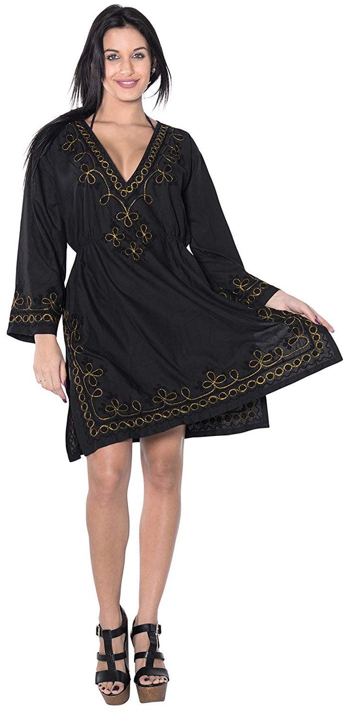 La Leela LA LEELA Rayon Women's Caftan Style Summer Beachwear Bathing Suit Cover Up Dress