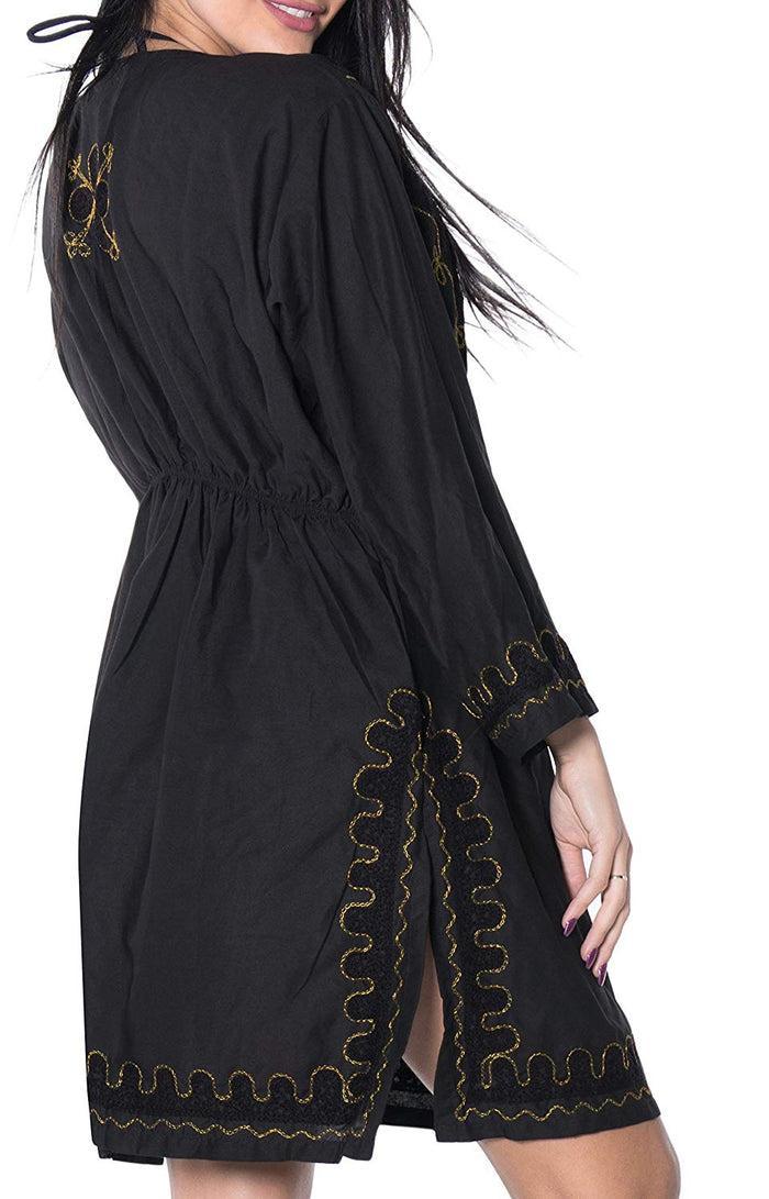 La Leela LA LEELA Rayon Women's Caftan Style Summer Beachwear Bathing Suit Cover Up Dress