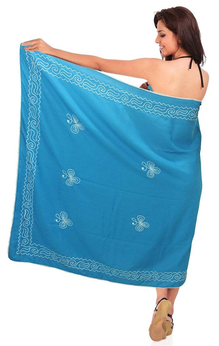 La Leela LA LEELA Rayon Wrap Pareo Swimsuit Women Beach Sarong Solid 78"X42" Green_25