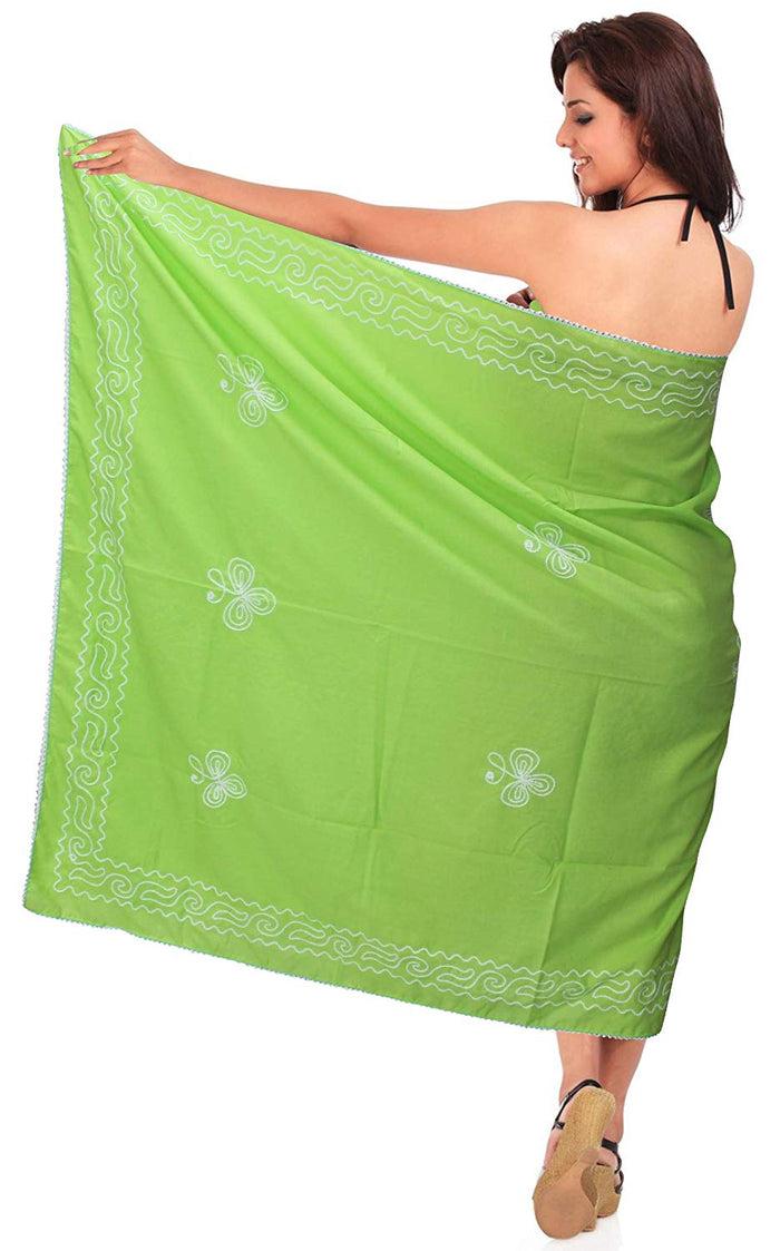 la leela LA LEELA Rayon Wrap Pareo Swimsuit Women Beach Sarong Solid 78"X42" Green_25