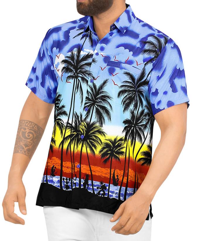 la leela LA LEELA Regular Size Beach hawaiian Shirt for Aloha Tropical Beach front Short Sleeve for Mens Blue la leela LA LEELA Regular Size Beach hawaiian Shirt for Aloha Tropical Beach front Short Sleeve for Mens Blue