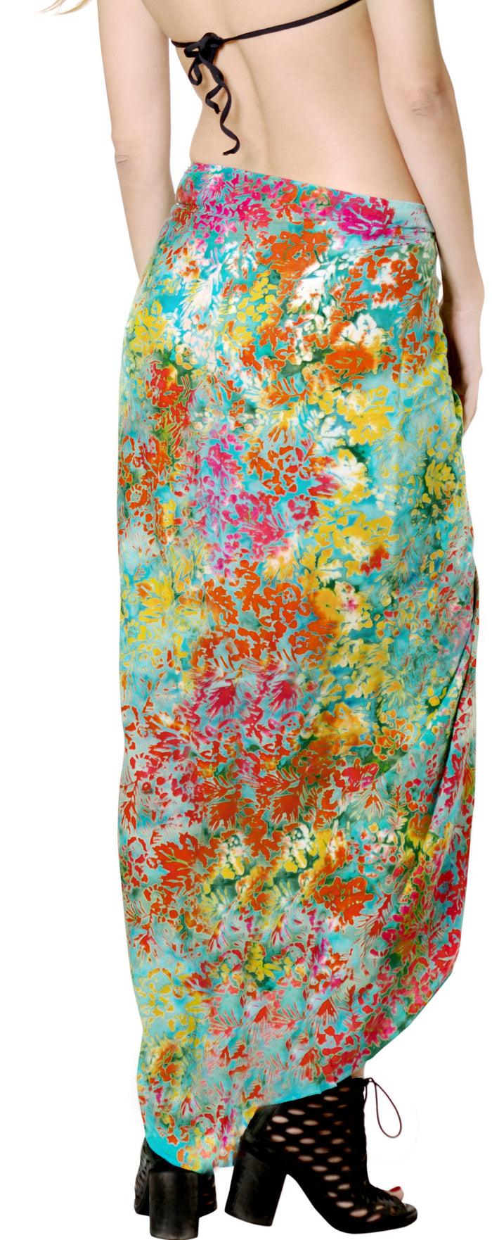 La Leela LA LEELA Resort Scarf Beach Dress Sarong Printed 78"X43" Turquoise_4401