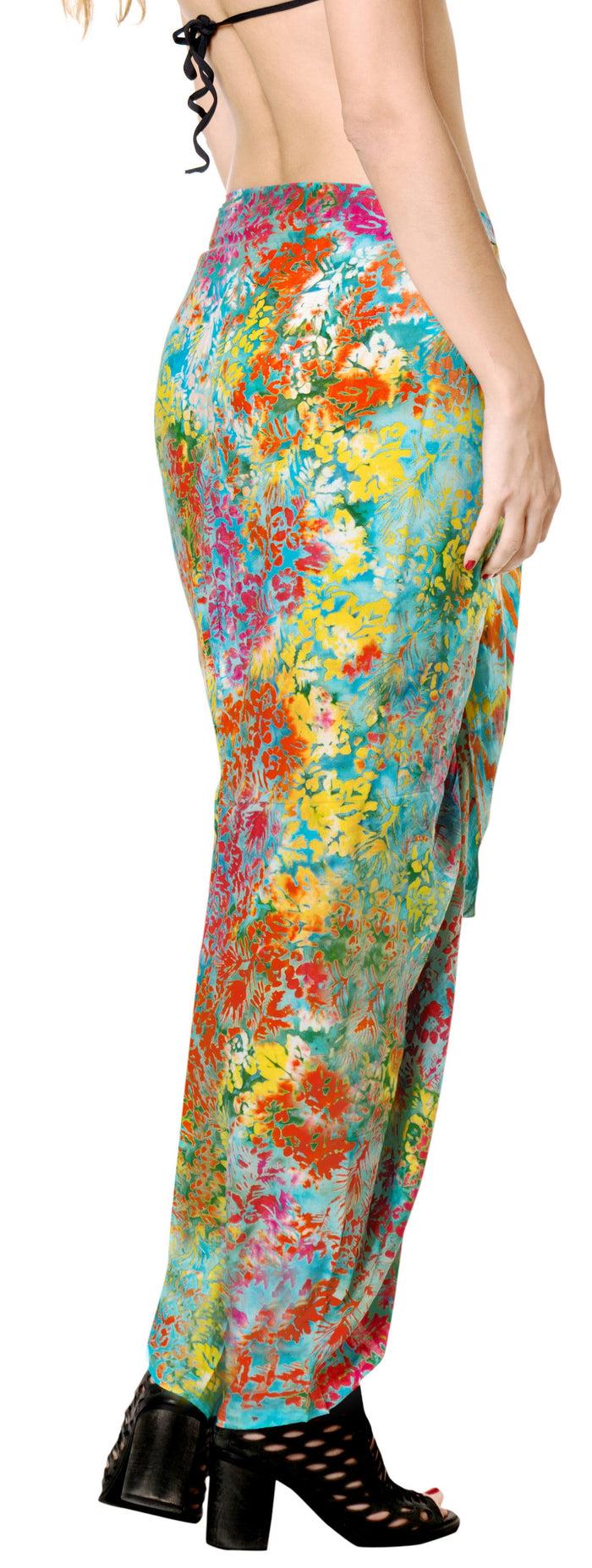 La Leela LA LEELA Resort Scarf Beach Dress Sarong Printed 78"X43" Turquoise_4401