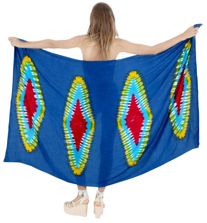 la leela LA LEELA Resort Suit Pareo Sarong Bikini Cover up Tie Dye 78"X43" Royal Blue_4521