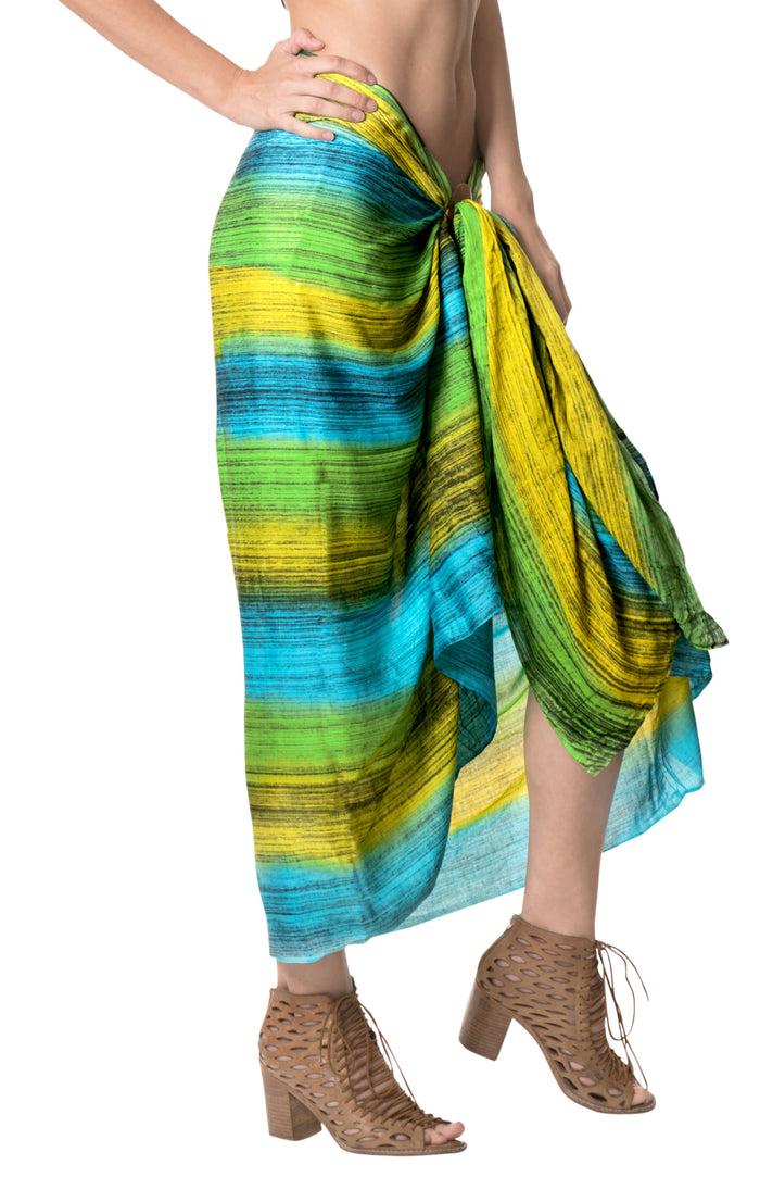 la leela LA LEELA Resort Suit Wrap Beach Sarong Bikini Cover up Tie Dye 78"X43" Yellow_4489