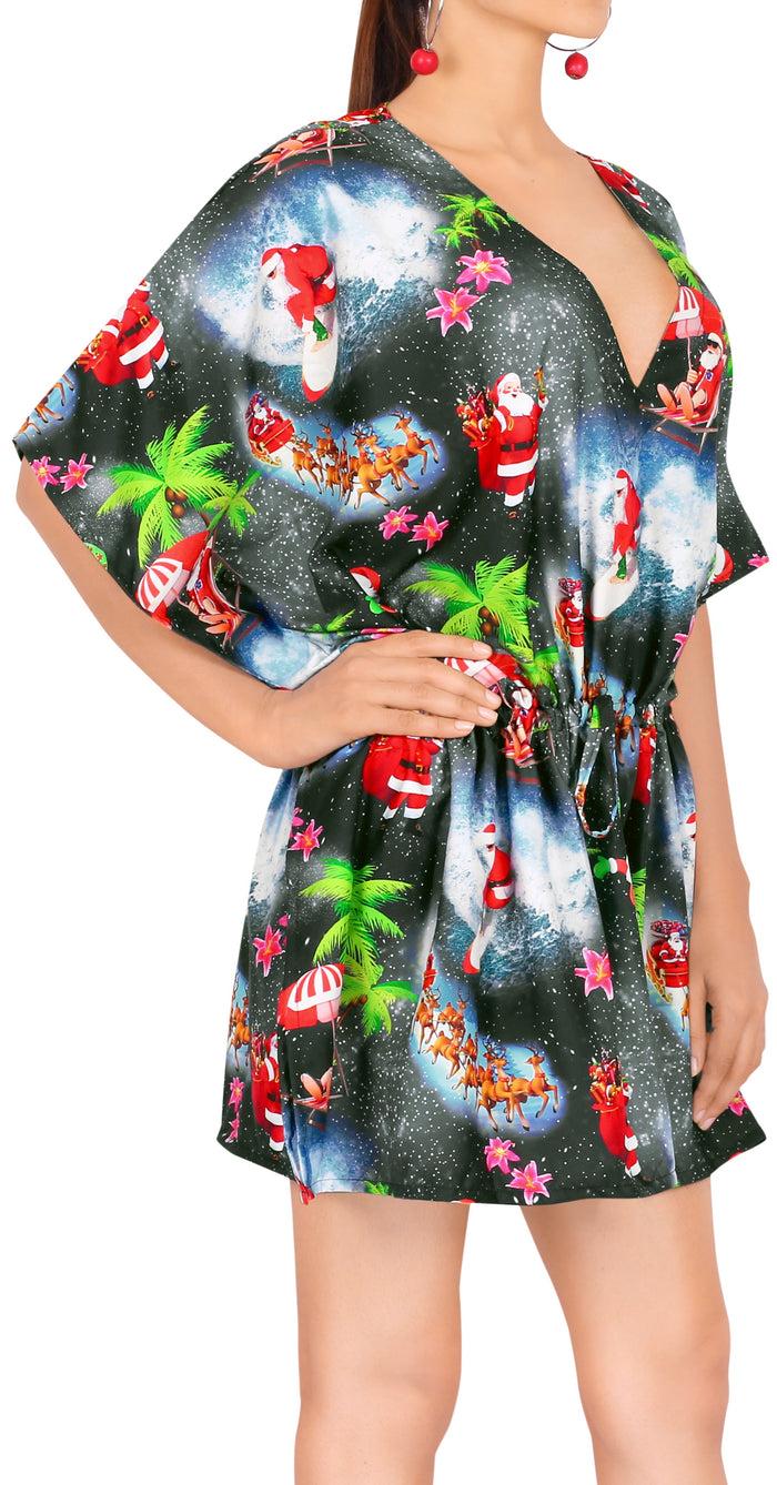 La Leela LA LEELA Santa Claus Bikini Christmas Cover Up Black_X795 OSFM 16-28W[XL- 4X]