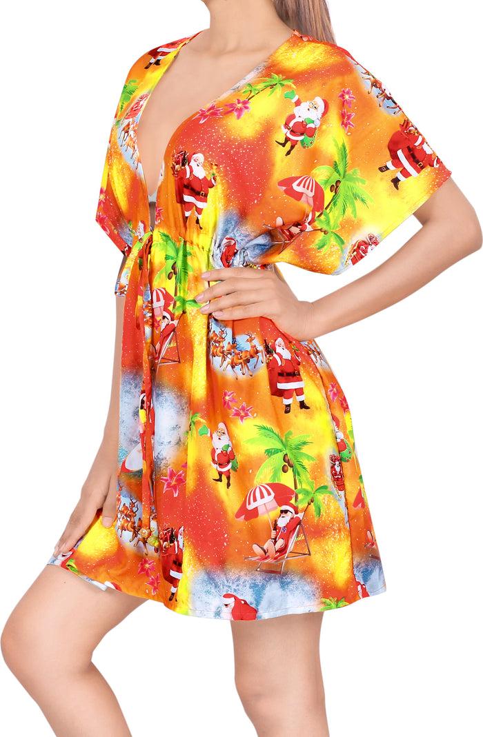 La Leela LA LEELA Santa Claus Bikini Christmas Cover Up Red_X512 OSFM 14-24W[L- 3X]