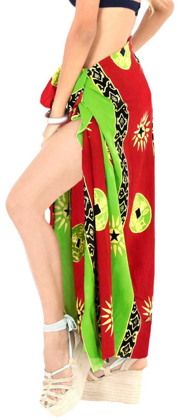 La Leela LA LEELA Scarf Deal Beach Dress Women Sarong Printed 78"X43" Maroon_4436