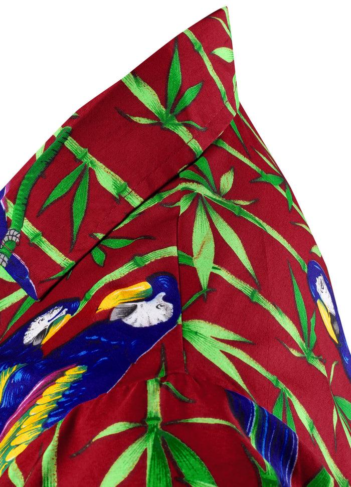 La Leela LA LEELA Shirt Casual Button Down Short Sleeve Beach Shirt Men Aloha Pocket Shirt Blood Red_W418