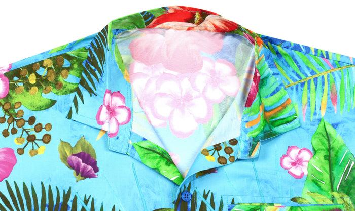 La Leela LA LEELA Shirt Casual Button Down Short Sleeve Beach Shirt Men Aloha Pocket Shirt Blue_6035