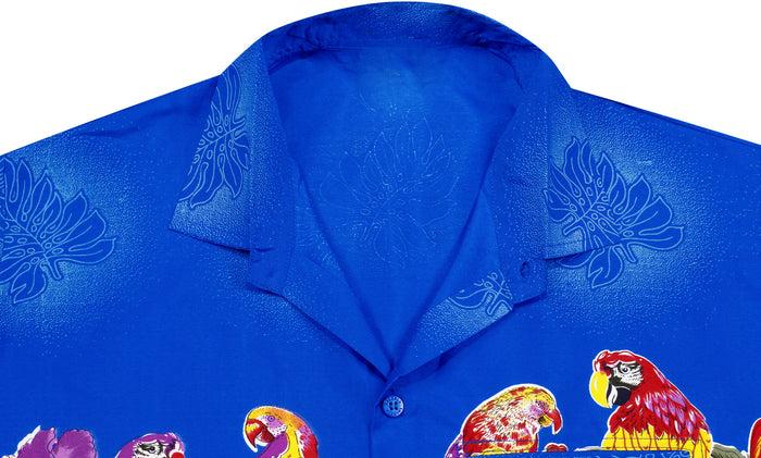 La Leela LA LEELA Shirt Casual Button Down Short Sleeve Beach Shirt Men Aloha Pocket Shirt Blue_W368