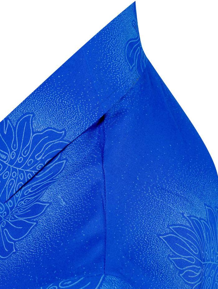 La Leela LA LEELA Shirt Casual Button Down Short Sleeve Beach Shirt Men Aloha Pocket Shirt Blue_W368