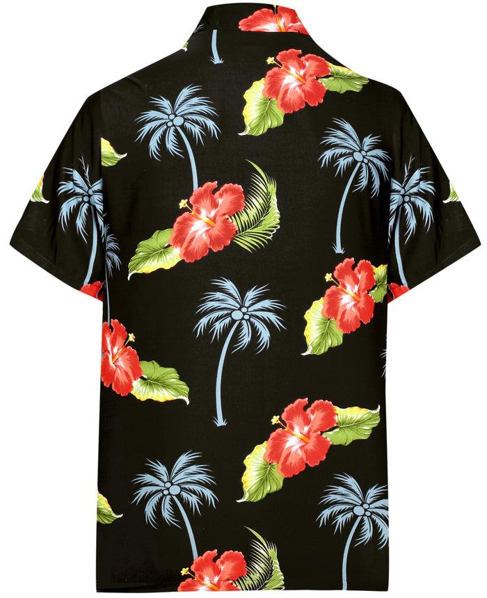 La Leela LA LEELA Shirt Casual Button Down Short Sleeve Beach Shirt Men Aloha Pocket Shirt Halloween Black_W365