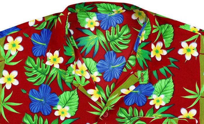 La Leela LA LEELA Shirt Casual Button Down Short Sleeve Beach Shirt Men Aloha Blood Red_W402
