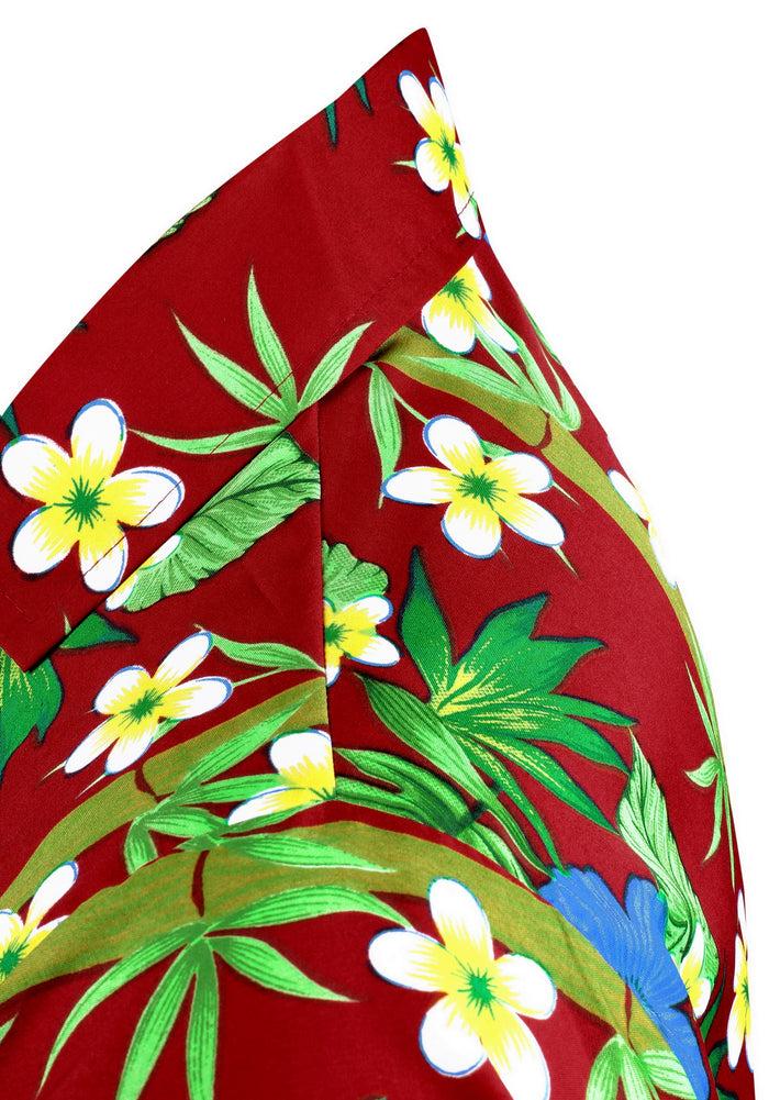 La Leela LA LEELA Shirt Casual Button Down Short Sleeve Beach Shirt Men Aloha Blood Red_W402