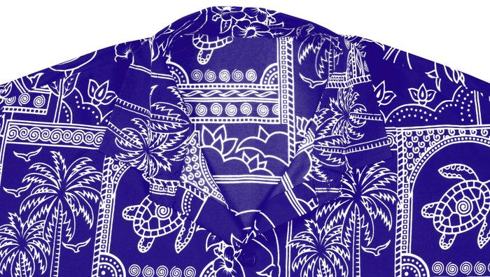 La Leela LA LEELA Shirt Casual Button Down Short Sleeve Beach Shirt Men Aloha Blue_W468