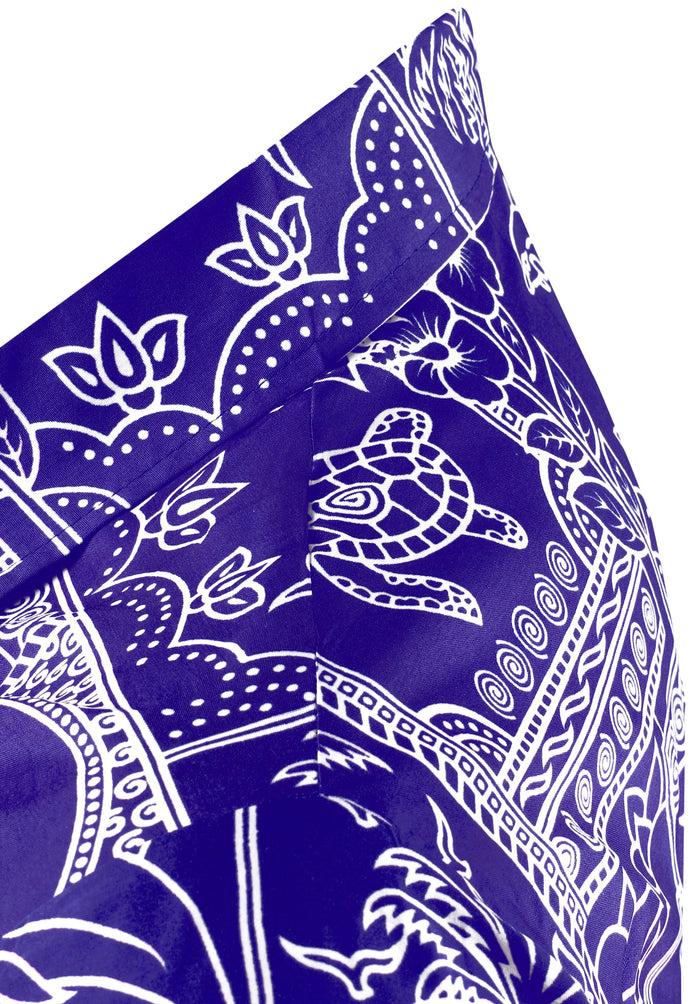 La Leela LA LEELA Shirt Casual Button Down Short Sleeve Beach Shirt Men Aloha Blue_W468