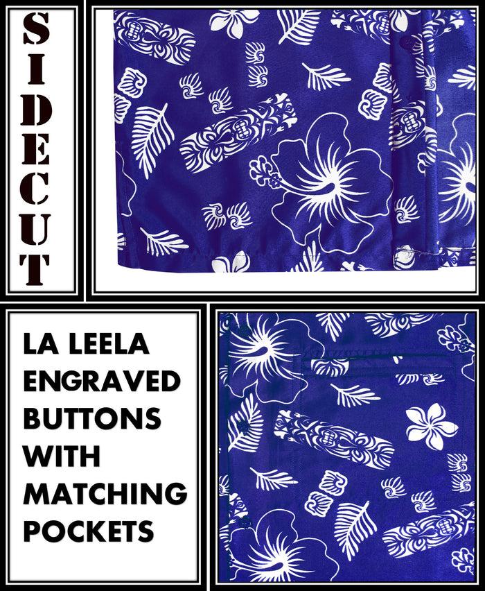 La Leela LA LEELA Shirt Casual Button Down Short Sleeve Beach Shirt Men Aloha Blue_W393