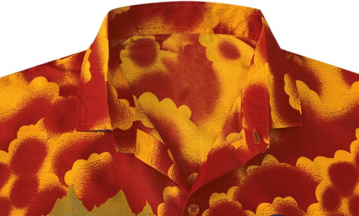 La Leela LA LEELA Shirt Casual Button Down Short Sleeve Beach Shirt Men Aloha Pocket Blood Red_W61