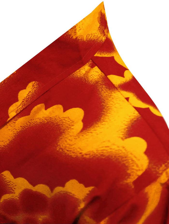 La Leela LA LEELA Shirt Casual Button Down Short Sleeve Beach Shirt Men Aloha Pocket Blood Red_W61