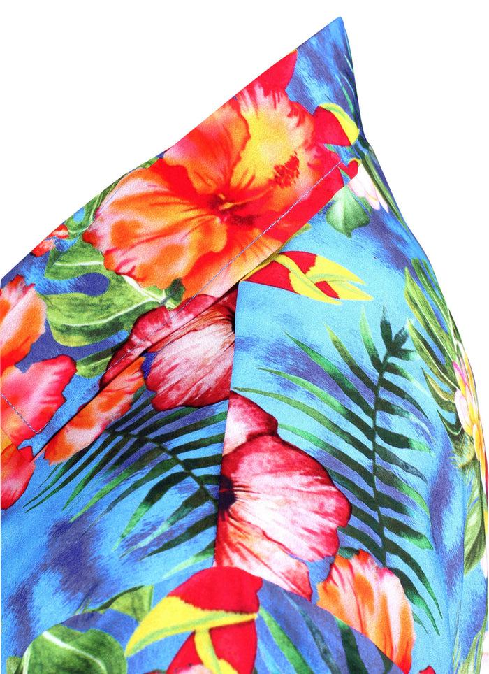 La Leela LA LEELA Shirt Casual Button Down Short Sleeve Beach Shirt Men Aloha Pocket Shirt Blue_6032