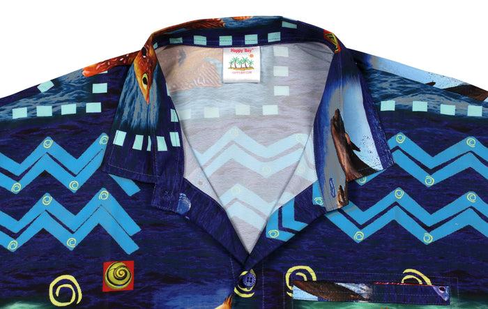 La Leela LA LEELA Shirt Casual Button Down Short Sleeve Beach Shirt Men Aloha Pocket Blue_AA169