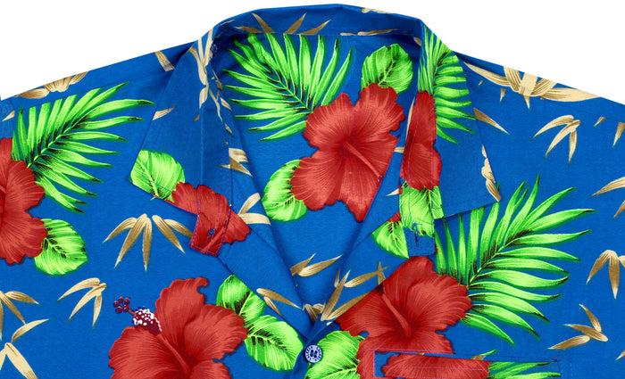 La Leela LA LEELA Shirt Casual Button Down Short Sleeve Beach Shirt Men Aloha Pocket Shirt Blue_W411