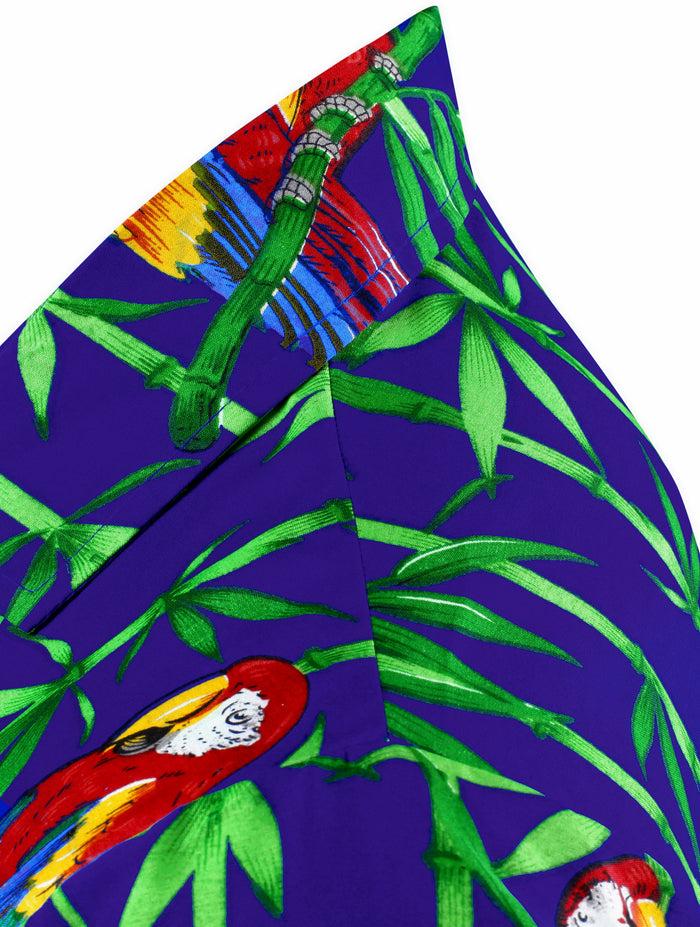 La Leela LA LEELA Shirt Casual Button Down Short Sleeve Beach Shirt Men Aloha Pocket Shirt Blue_W417