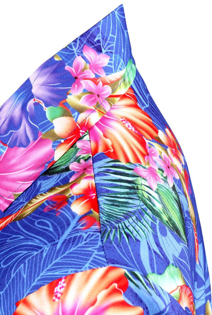 La Leela LA LEELA Shirt Casual Button Down Short Sleeve Beach Shirt Men Aloha Pocket Shirt Blue_W613