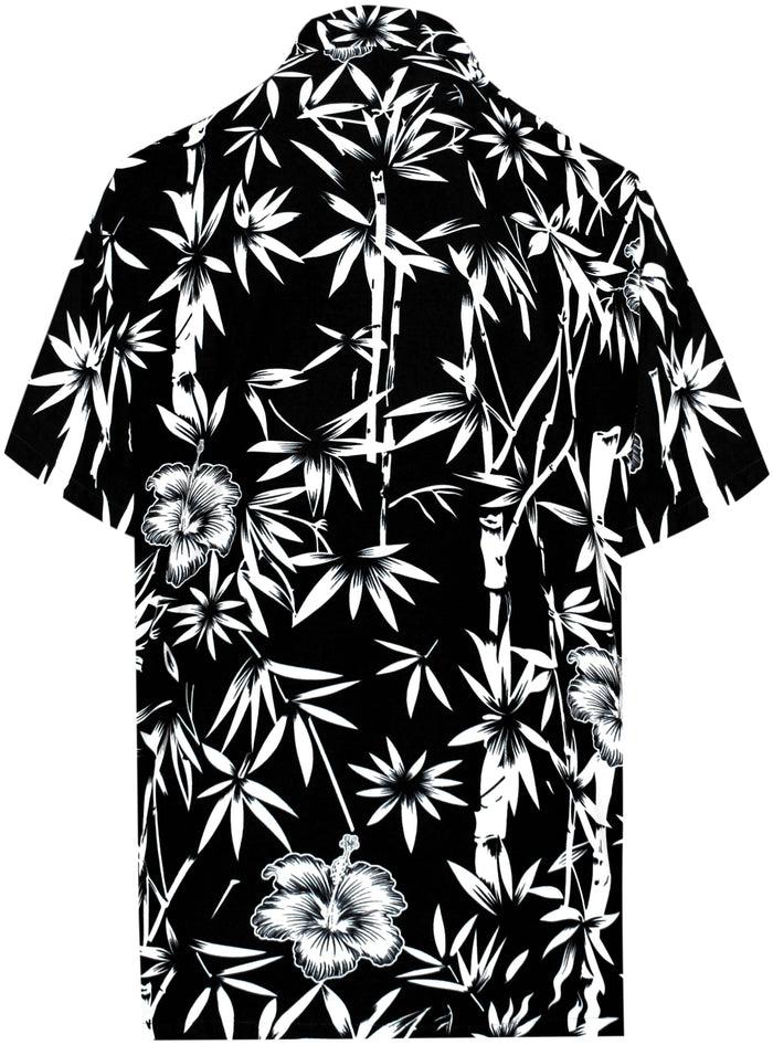 La Leela LA LEELA Shirt Casual Button Down Short Sleeve Beach Shirt Men Aloha Pocket Shirt Halloween Black_W345