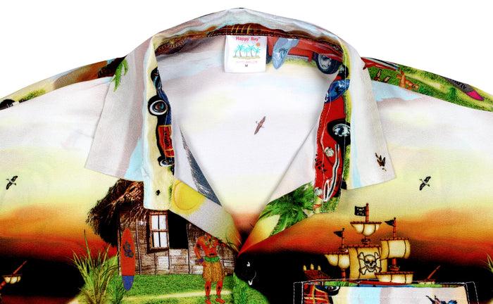 La Leela LA LEELA Shirt Casual Button Down Short Sleeve Beach Shirt Men Aloha Pocket Shirt Halloween Black_W602