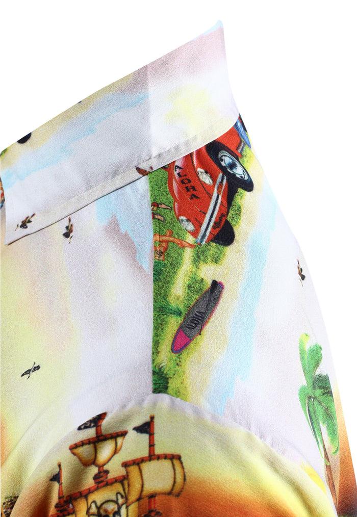 La Leela LA LEELA Shirt Casual Button Down Short Sleeve Beach Shirt Men Aloha Pocket Shirt Halloween Black_W602