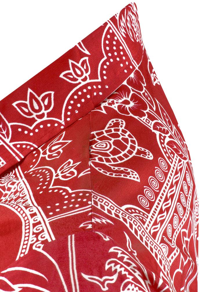 La Leela LA LEELA Shirt Casual Button Down Short Sleeve Beach Shirt Men Aloha Pocket Blood Red_W469