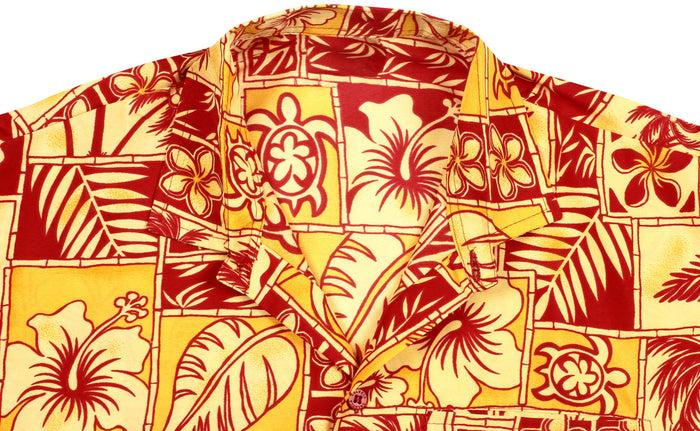 La Leela LA LEELA Shirt Casual Button Down Short Sleeve Beach Shirt Men Aloha Pocket Shirt Blood Red_W405