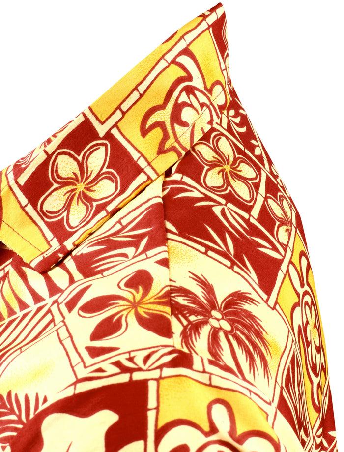 La Leela LA LEELA Shirt Casual Button Down Short Sleeve Beach Shirt Men Aloha Pocket Shirt Blood Red_W405