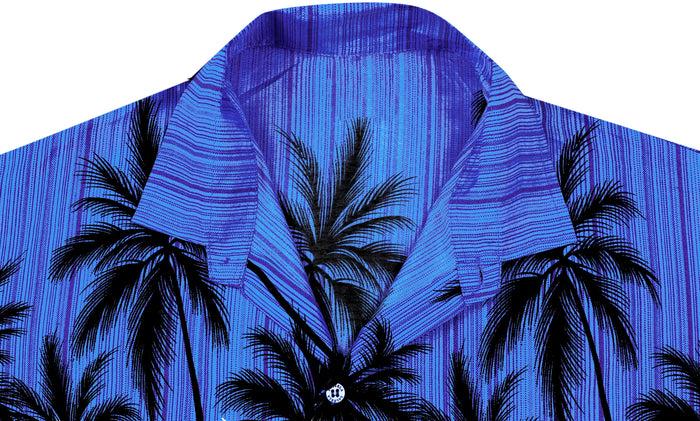 La Leela LA LEELA Shirt Casual Button Down Short Sleeve Beach Shirt Men Aloha Pocket Shirt Blue_W382