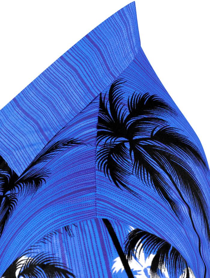 La Leela LA LEELA Shirt Casual Button Down Short Sleeve Beach Shirt Men Aloha Pocket Shirt Blue_W382