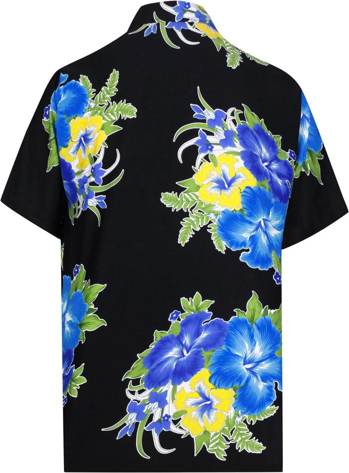 La Leela LA LEELA Shirt Casual Button Down Short Sleeve Beach Shirt Men Aloha Pocket Blue_W319