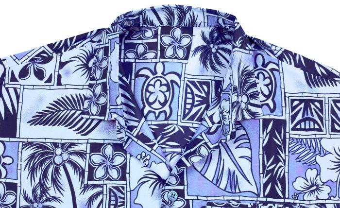 La Leela LA LEELA Shirt Casual Button Down Short Sleeve Beach Shirt Men Aloha Pocket Shirt Blue_W404