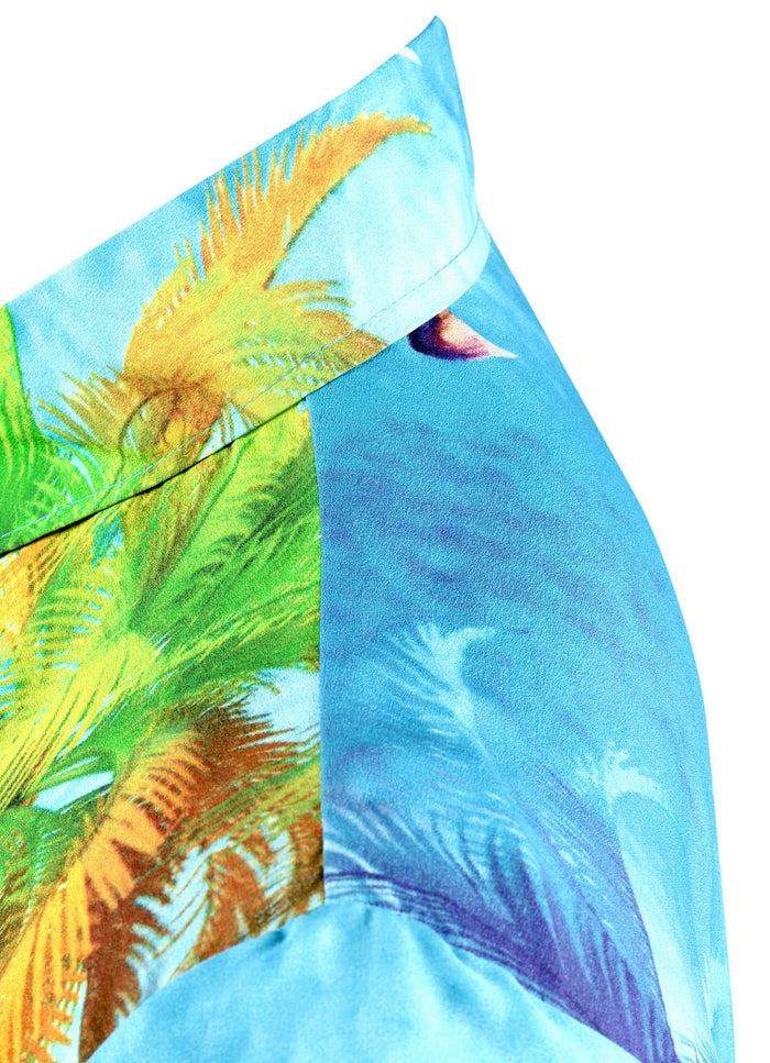 La Leela LA LEELA Shirt Casual Button Down Short Sleeve Beach Shirt Men Aloha Pocket Shirt Blue_W607