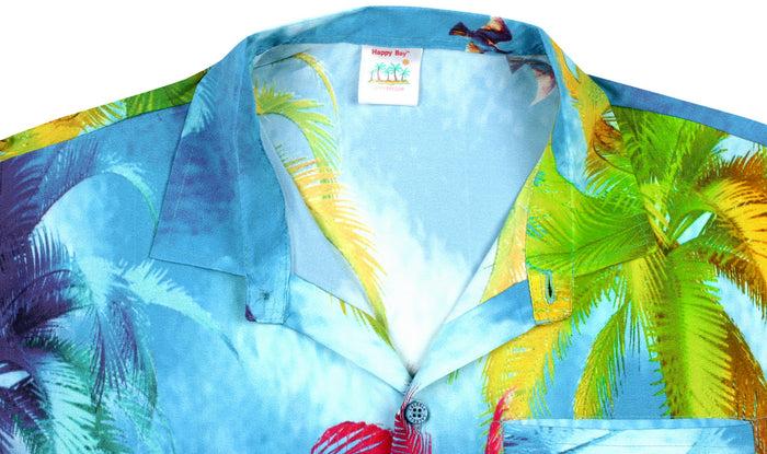 La Leela LA LEELA Shirt Casual Button Down Short Sleeve Beach Shirt Men Aloha Pocket Shirt Blue_W607