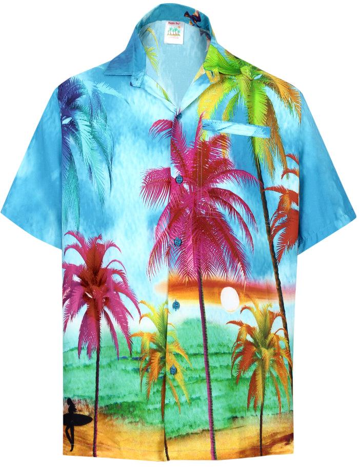 la leela LA LEELA Shirt Casual Button Down Short Sleeve Beach Shirt Men Aloha Pocket shirt Blue_W607
