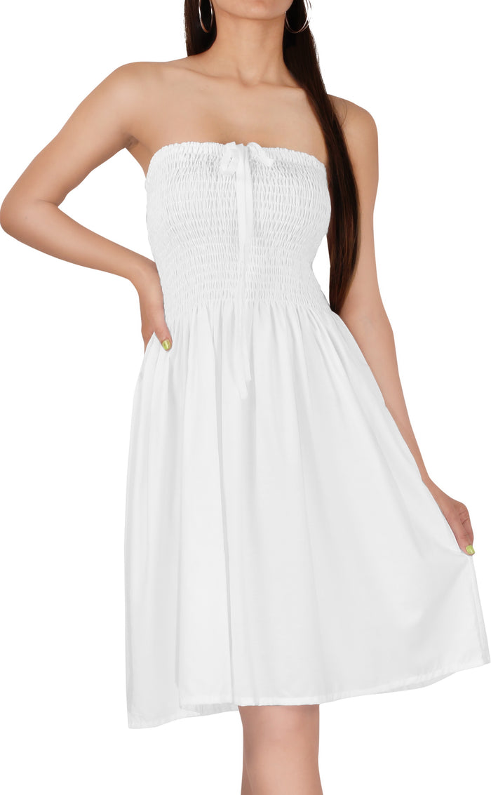 La Leela LA LEELA Solid Color Women Tube Dress Beachwear Chic And Casual Swimsuit Coverup